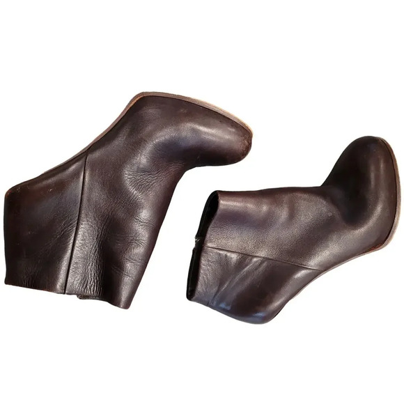 Vince Camuto Womens Grenadine Leather Bootie Clog Chunky Boot Size 9.5 Brown Zip - Picture 7 of 14